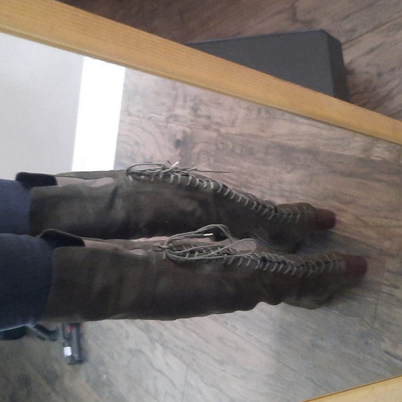 Aldo genuine suede over the knee boots new without tags size 8 khaki green - Picture 5 of 14